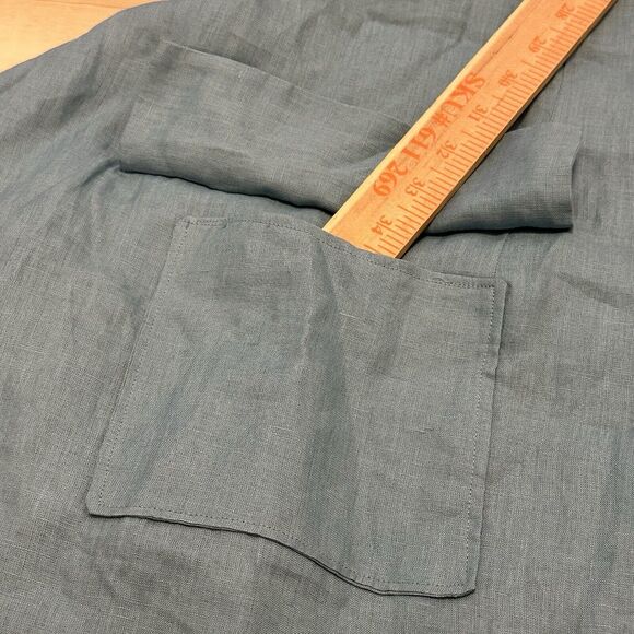 Handmade Woman 1X 100% Linen Top Tunic Short Sleeve Pockets Lagenlook Blue New - Picture 4 of 7